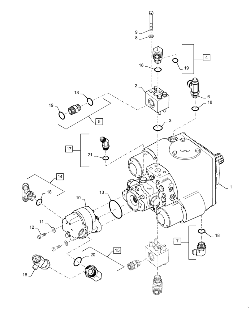 Схема запчастей Case IH WD2104 - (35.910.AF[03]) - PISTON PUMP, ASSY, BSN YGG677500 (35) - HYDRAULIC SYSTEMS