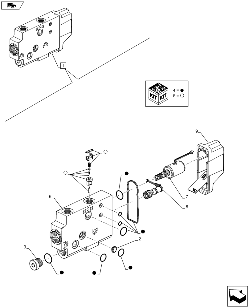 Схема запчастей Case IH MAXXUM 140 - (35.204.BS[05]) - DIRECTIONAL CONTROL VALVE - BREAKDOWN (35) - HYDRAULIC SYSTEMS