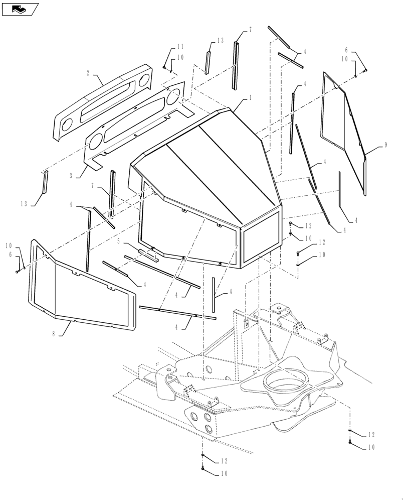 Схема запчастей Case IH TITAN 4540 - (90.100.AU[04]) - AIR SCREEN PACKAGE, 3040, 3540 (90) - PLATFORM, CAB, BODYWORK AND DECALS