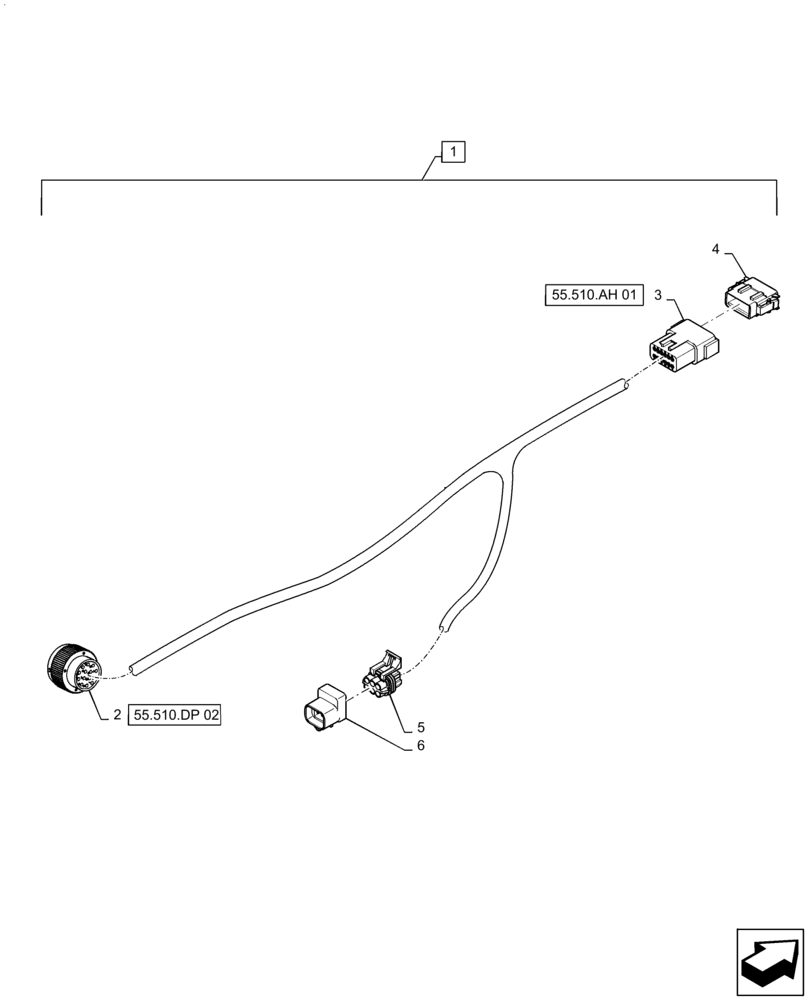 Схема запчастей Case IH TITAN 3040 - (55.911.AC[03]) - GPS RECEIVER, SUB-ROOF HARNESS (55) - ELECTRICAL SYSTEMS