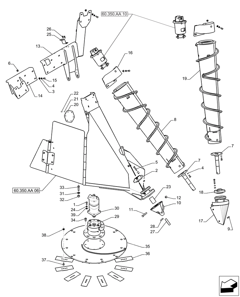Схема запчастей Case IH A8000 - (60.350.AA[04]) - CROP DIVIDER, LH (60) - PRODUCT FEEDING