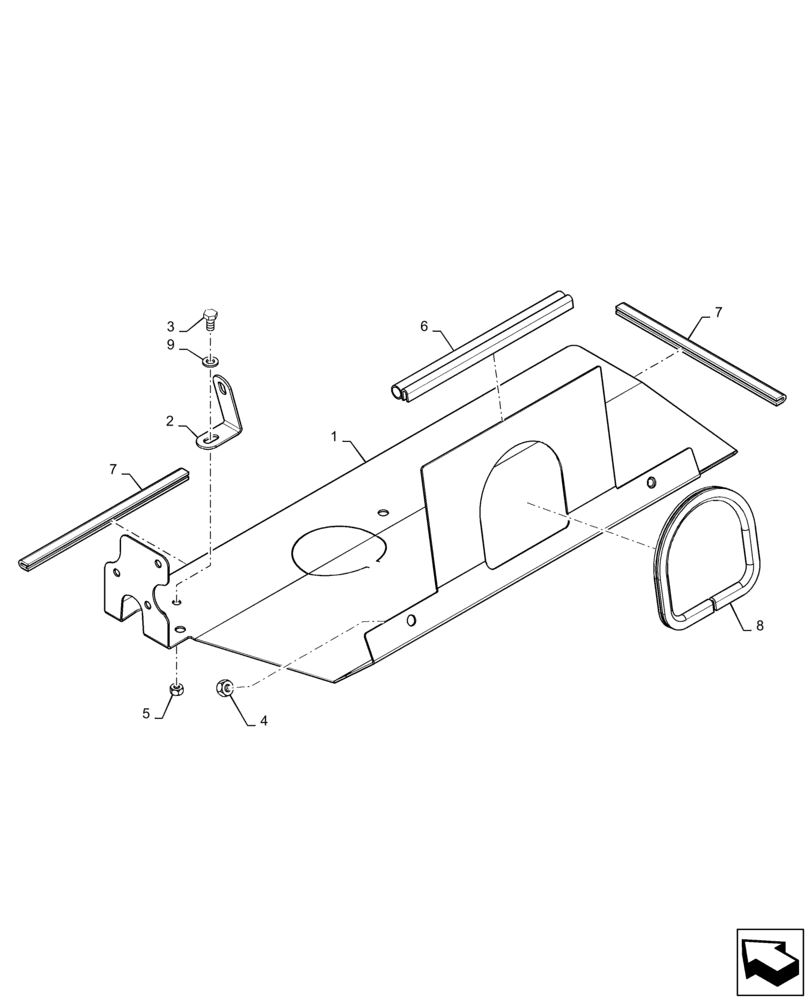Схема запчастей Case IH TITAN 4540 - (90.100.AJ[01]) - CAB SKIRT, HEAT SHIELD (90) - PLATFORM, CAB, BODYWORK AND DECALS