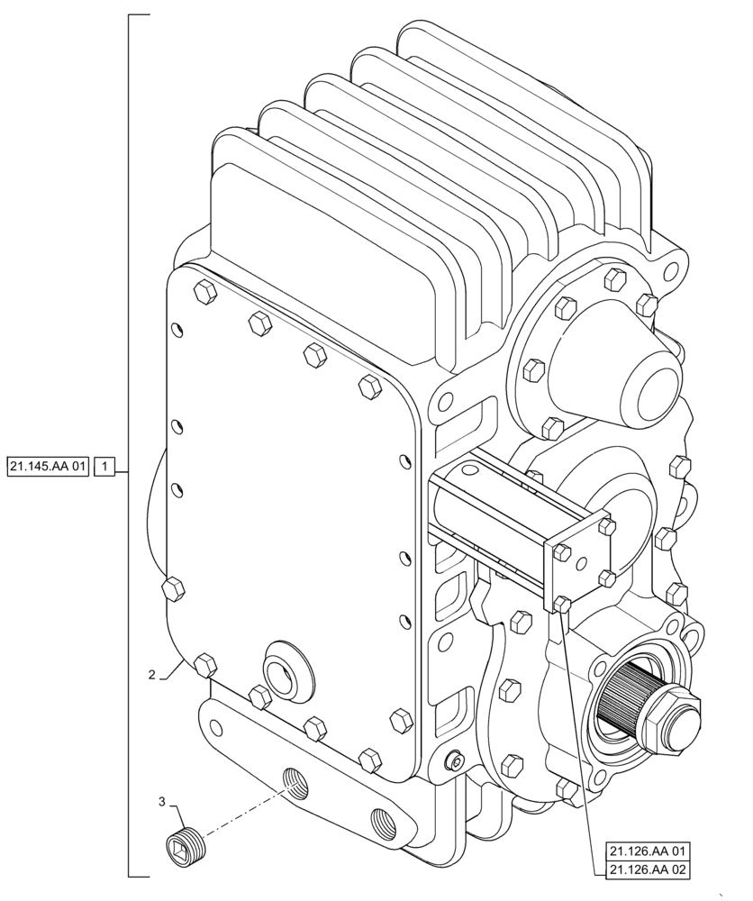 Схема запчастей Case IH TITAN 3040 - (21.120.AA[02]) - AUXILIARY TRANSMISSION, TRANSFER BOX (21) - TRANSMISSION