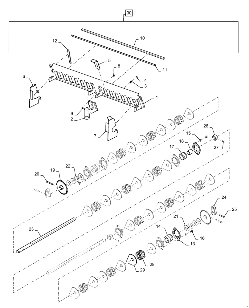 Схема запчастей Case IH 500 - (60.110.AD[08]) - 30FT 7.5IN 4 SECT XFINE ROLLER (60) - PRODUCT FEEDING
