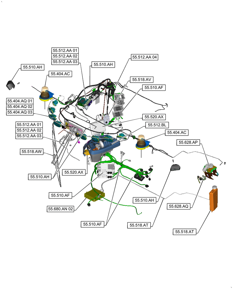 Схема запчастей Case IH 9240 - (55.000.00[01]) - SECTION INDEX - ELECTRICAL SYSTEMS (55) - ELECTRICAL SYSTEMS