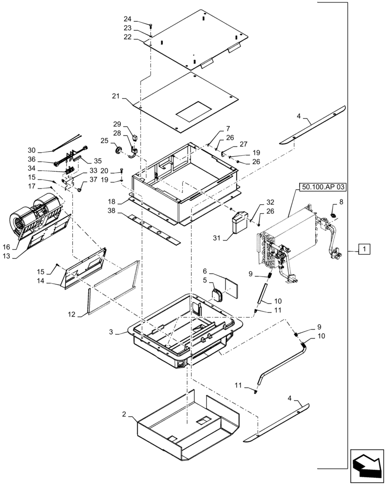 Схема запчастей Case IH PATRIOT 3340 - (50.100.AP[02]) - STANDARD HVAC ASSY (50) - CAB CLIMATE CONTROL
