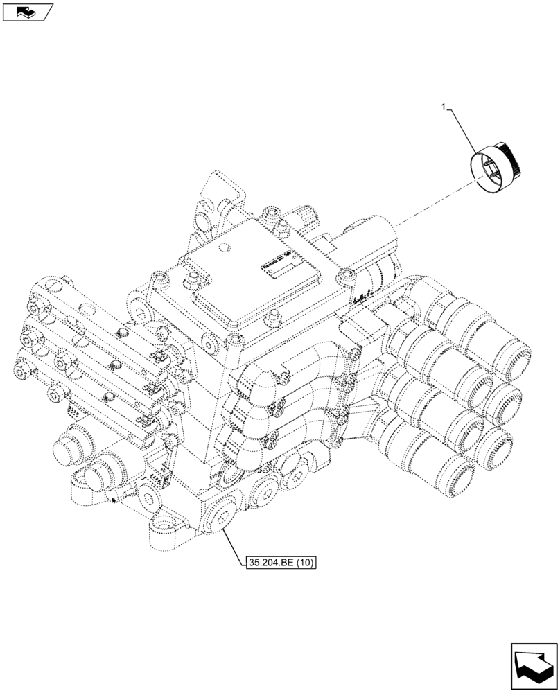 Схема запчастей Case IH FARMALL 115U - (35.204.BE[14]) - VAR - 331844, 332844 - REMOTE CONTROL VALVE, KNOB (35) - HYDRAULIC SYSTEMS