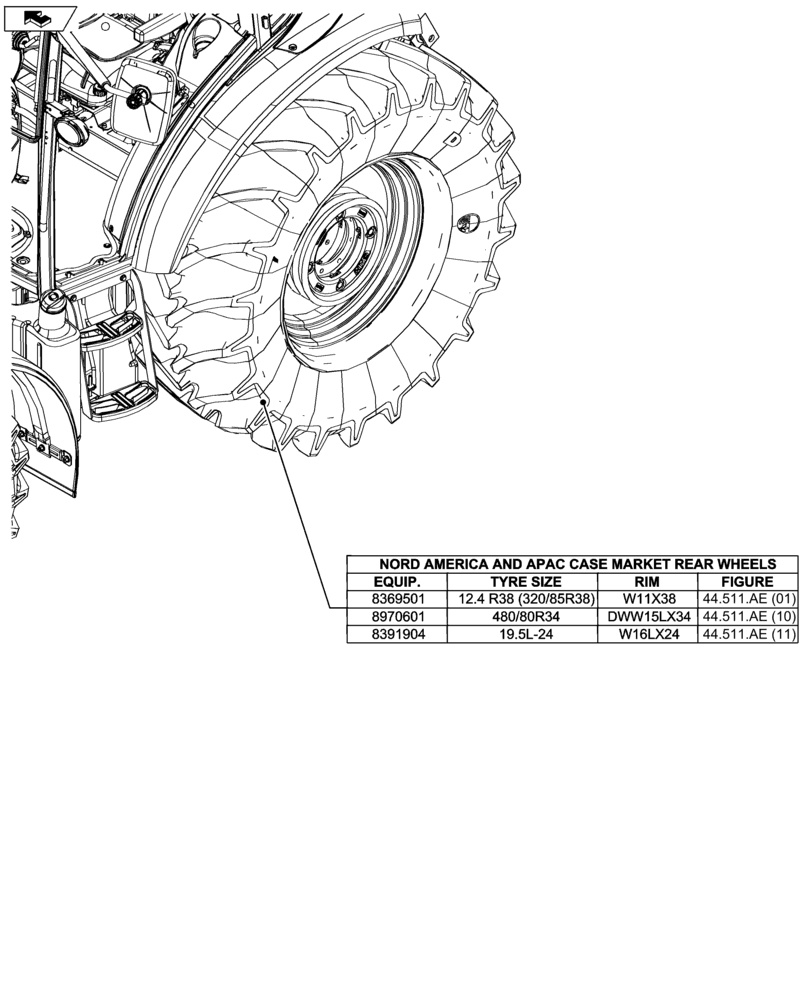 Схема запчастей Case IH FARMALL 105U - (44.000.00[04]) - SECTION INDEX - WHEELS (44) - WHEELS