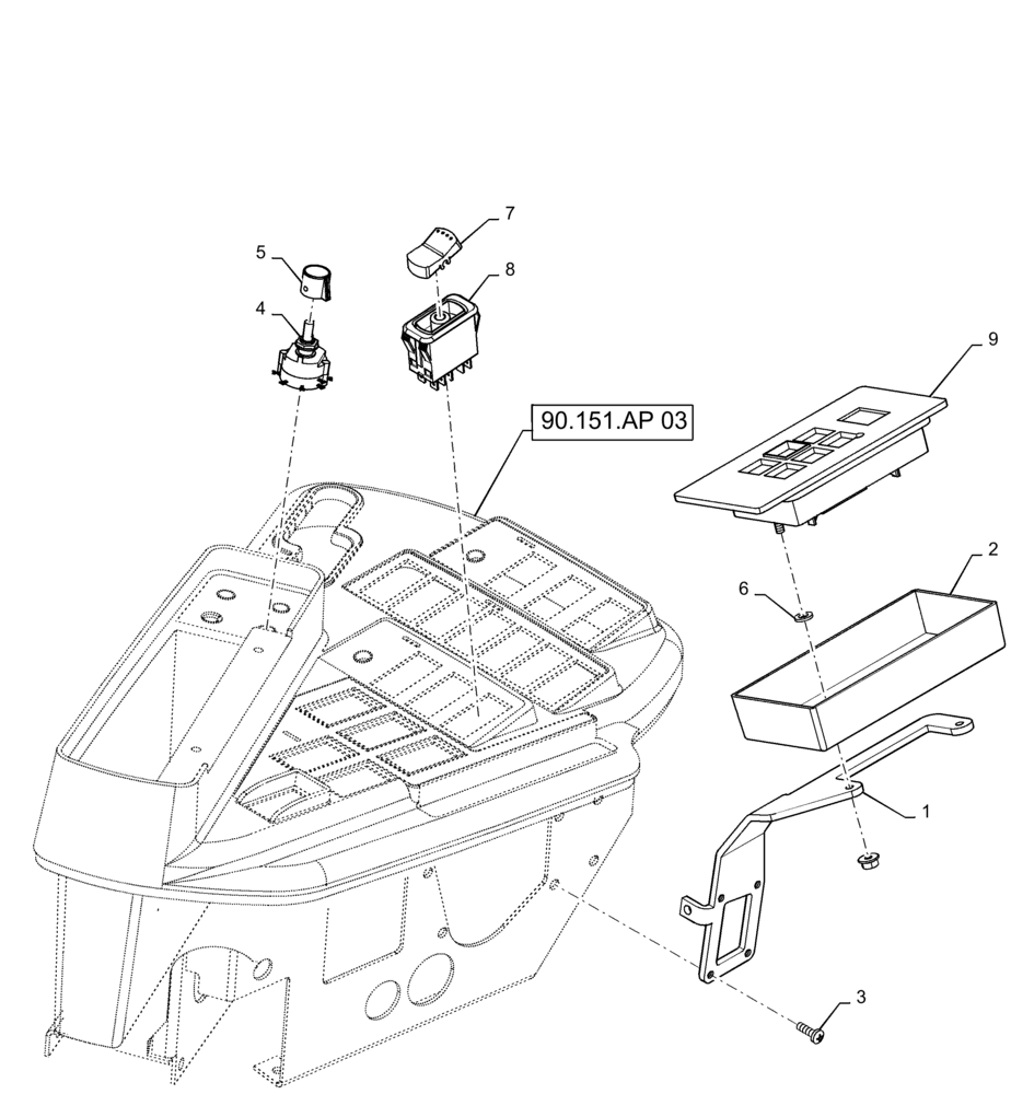 Схема запчастей Case IH TITAN 3040 - (55.513.AC[01]) - TRANSMISSION SELECTOR CONTROLS (55) - ELECTRICAL SYSTEMS