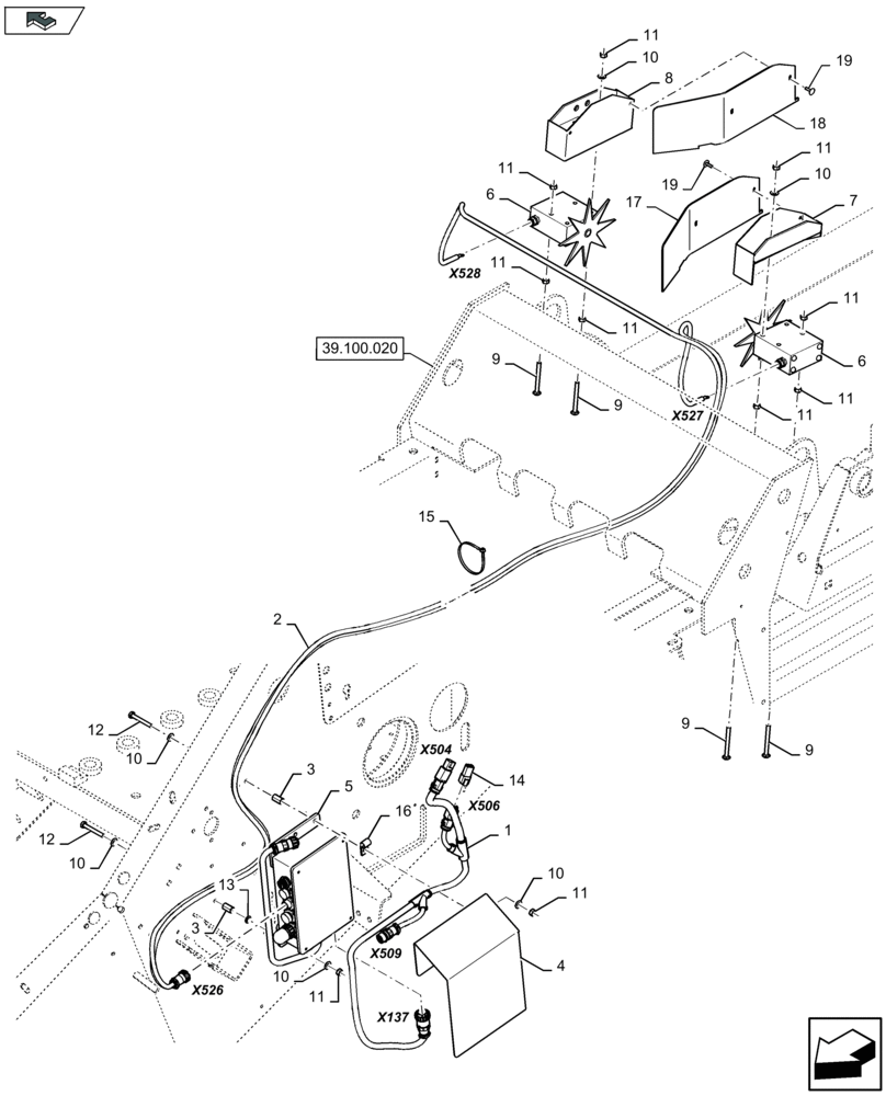 Схема запчастей Case IH LB424R XL - (55.426.011) - MOISTURE SENSOR AND TWINE DIVERTER - D085 (55) - ELECTRICAL SYSTEMS