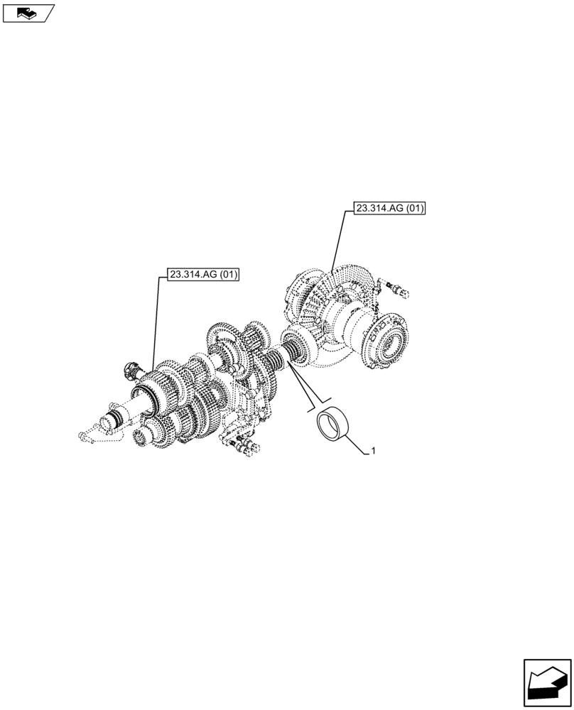 Схема запчастей Case IH FARMALL 105U - (21.148.AC[01]) - VAR - 330801, 391727 - SPACER, CENTRAL REDUCTION GEAR (21) - TRANSMISSION