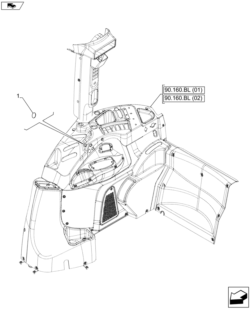 Схема запчастей Case IH FARMALL 115U - (90.108.AE[01]) - VAR - 390782 - DECAL, CAB INTERIOR TRIM (90) - PLATFORM, CAB, BODYWORK AND DECALS