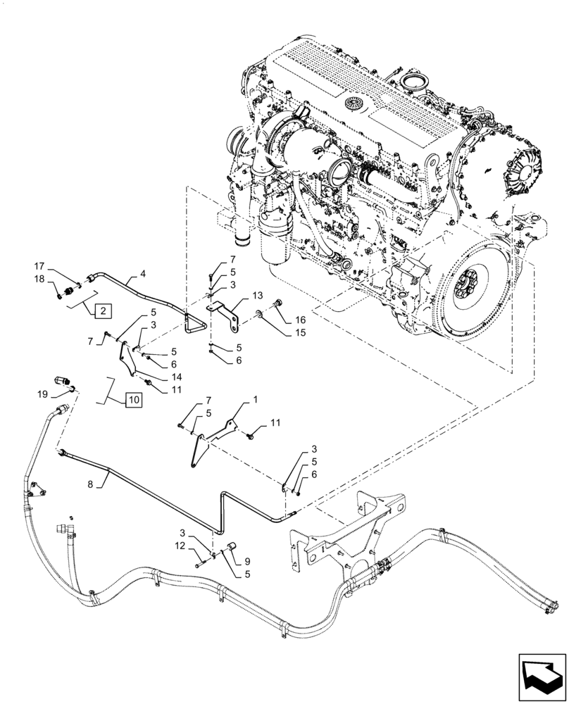 Схема запчастей Case IH QUADTRAC 500 - (10.500.AD[04]) - DEF/ADBLUE™ TANK, HEATER LINES, 470, 500 (10) - ENGINE