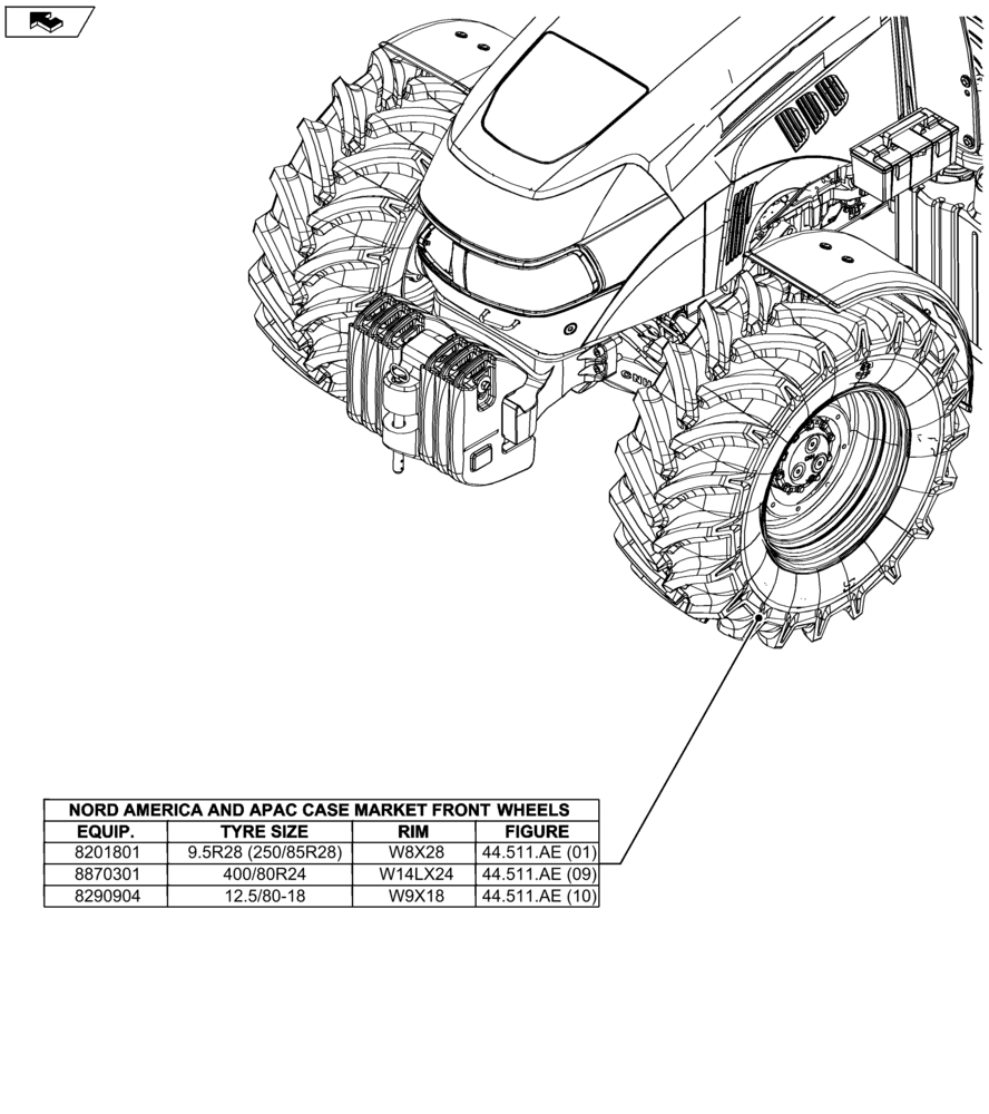 Схема запчастей Case IH FARMALL 115U - (44.000.00[03]) - SECTION INDEX - WHEELS (44) - WHEELS