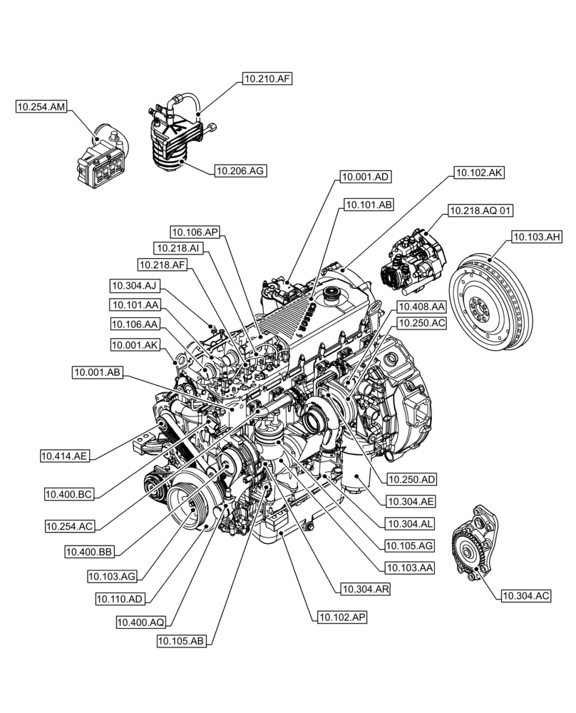 Схема запчастей Case IH F2CFE614E B006 - (00.000.10) - PICTORIAL INDEX, ENGINE (00) - GENERAL & PICTORIAL INDEX