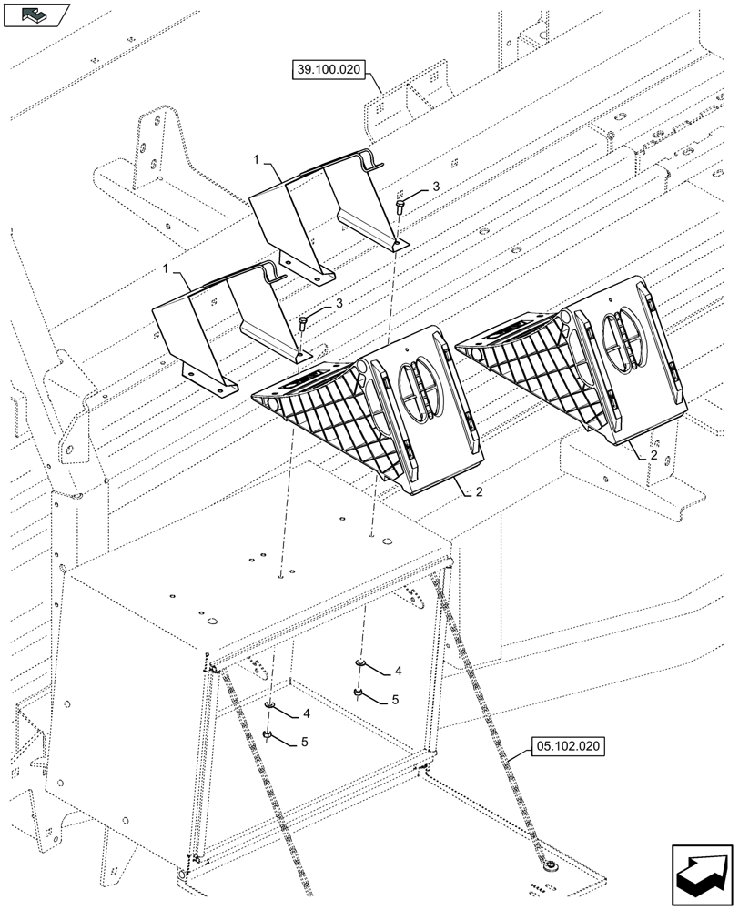 Схема запчастей Case IH LB324P - (05.102.012) - WHEEL BLOCKS ON STORAGE BOX - D099 (05) - SERVICE & MAINTENANCE