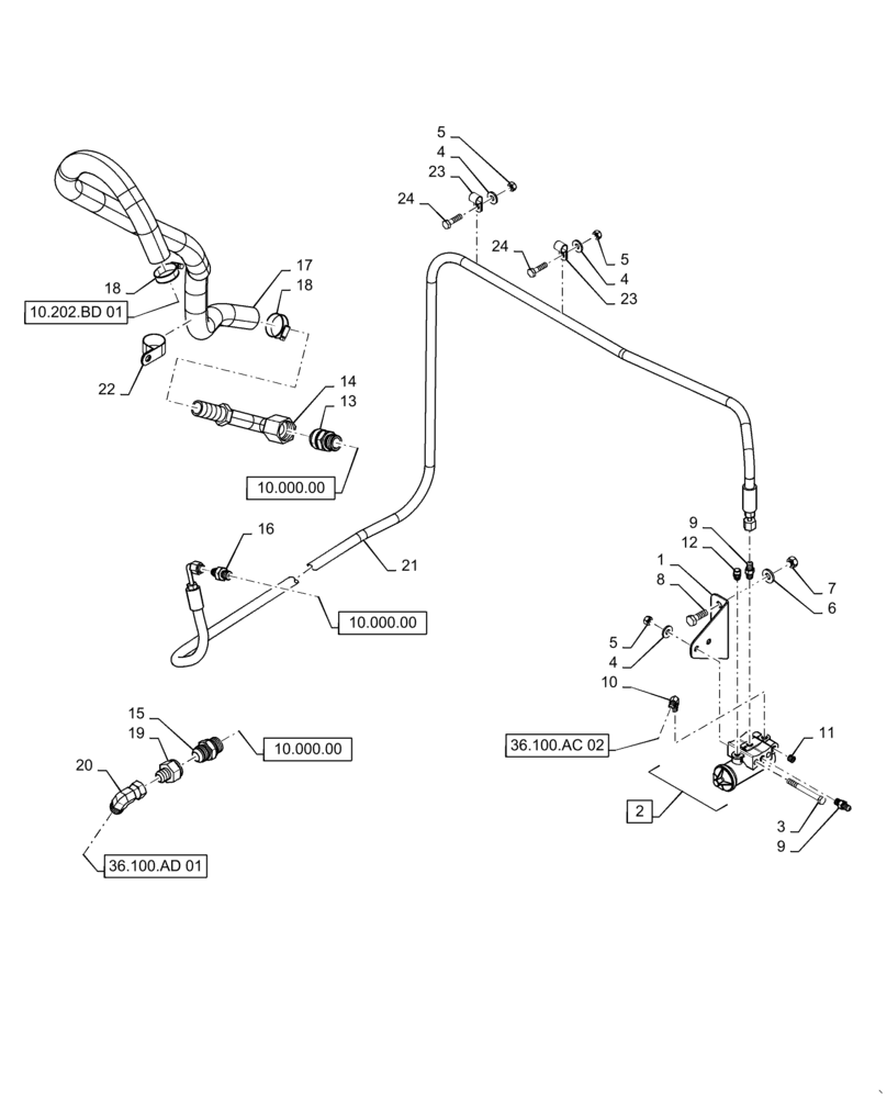 Схема запчастей Case IH TITAN 3040 - (36.100.AA[01]) - AIR COMPRESSOR GOVERNOR, 3 WHL (36) - PNEUMATIC SYSTEM