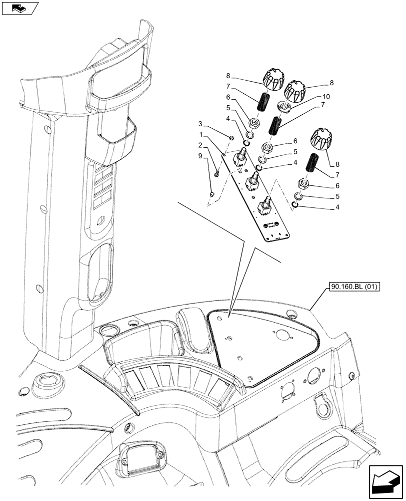Схема запчастей Case IH FARMALL 115U - (55.523.AM[02]) - VAR - 390703 - REAR ELECTRONIC LIFT - CONTROL PANEL (55) - ELECTRICAL SYSTEMS