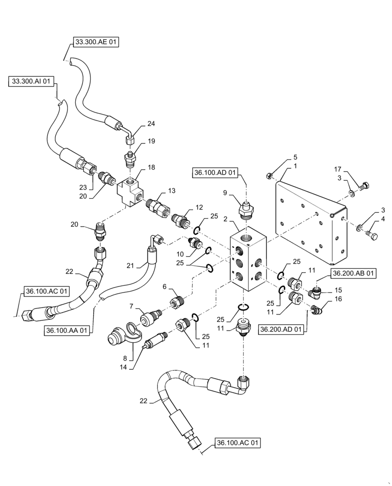 Схема запчастей Case IH TITAN 3040 - (36.100.AC[02]) - AIR MANIFOLD (36) - PNEUMATIC SYSTEM