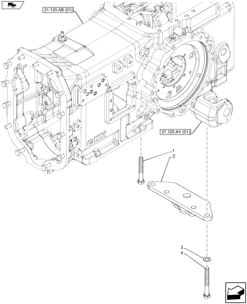 Схема запчастей Case IH FARMALL 115U - (37.100.AB[01]) - VAR - 334763, 334814 - PIN SUPPORT FOR DRAWBAR (37) - HITCHES, DRAWBARS & IMPLEMENT COUPLINGS