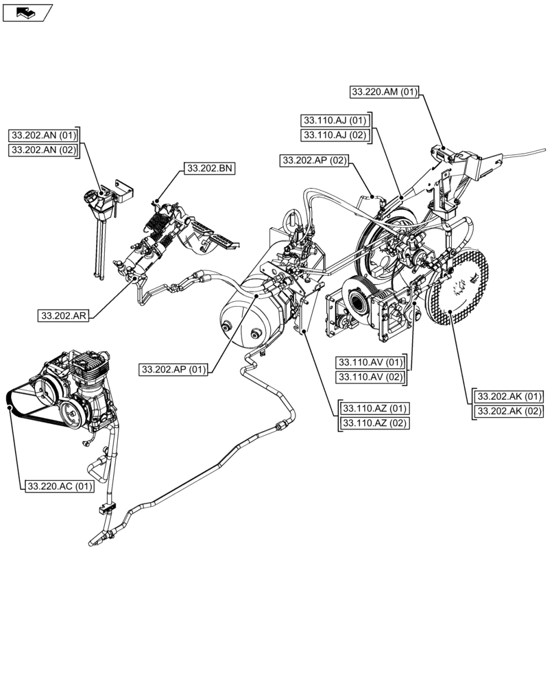 Схема запчастей Case IH FARMALL 105U - (33.000.00) - SECTION INDEX - BRAKES & CONTROLS (33) - BRAKES & CONTROLS