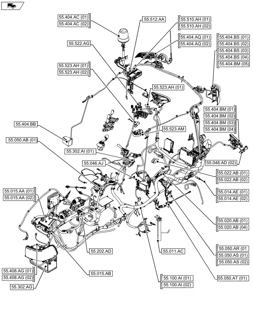 Схема запчастей Case IH FARMALL 105U - (55.000.00[01]) - SECTION INDEX - ELECTRICAL SYSTEMS (55) - ELECTRICAL SYSTEMS