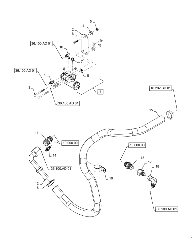 Схема запчастей Case IH TITAN 4540 - (36.100.AA[01]) - AIR COMPRESSOR GOVERNOR, 4 WHL (36) - PNEUMATIC SYSTEM