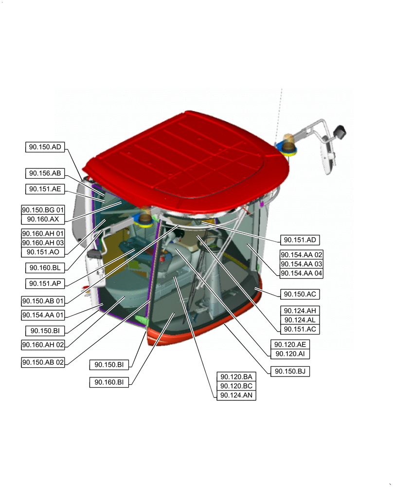 Схема запчастей Case IH 9240 - (90.000.00[02]) - SECTION INDEX - PLATFORM, CAB, BODYWORK & DECALS (90) - PLATFORM, CAB, BODYWORK AND DECALS