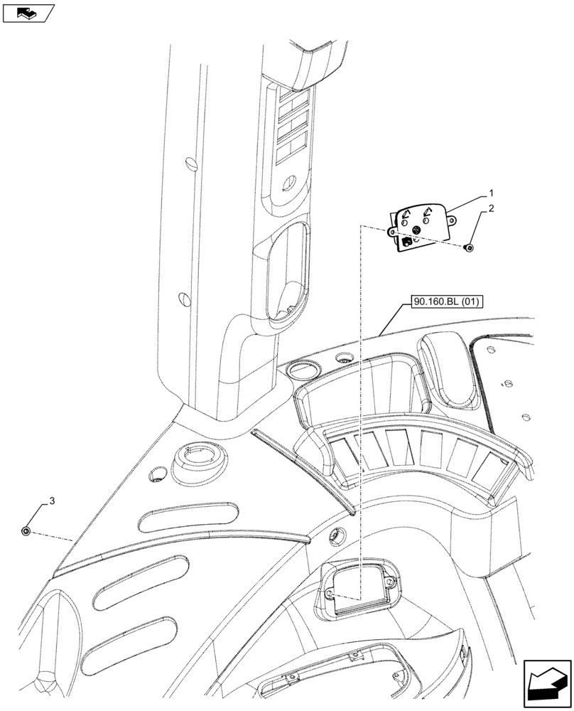 Схема запчастей Case IH FARMALL 115U - (55.523.AH[02]) - VAR - 334703, 335662 - REAR ELECTRONIC LIFT - LED PANEL (55) - ELECTRICAL SYSTEMS