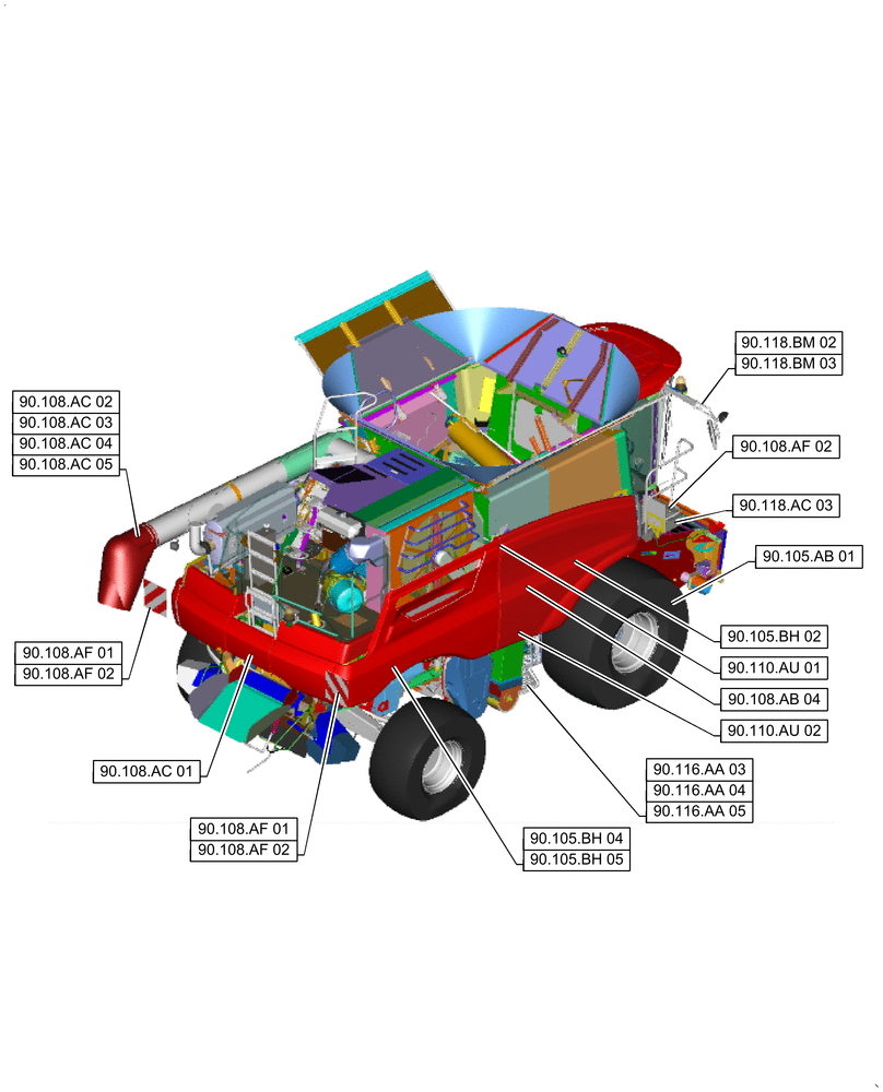 Схема запчастей Case IH 8240 - (90.000.00[03]) - SECTION INDEX - PLATFORM, CAB, BODYWORK & DECALS (90) - PLATFORM, CAB, BODYWORK AND DECALS