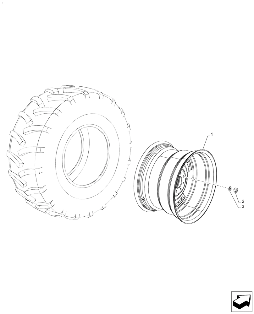 Схема запчастей Case IH FARMALL 130A - (44.520.AB[11]) - VAR - 838020 - REAR, WHEEL (DW20X30) (44) - WHEELS