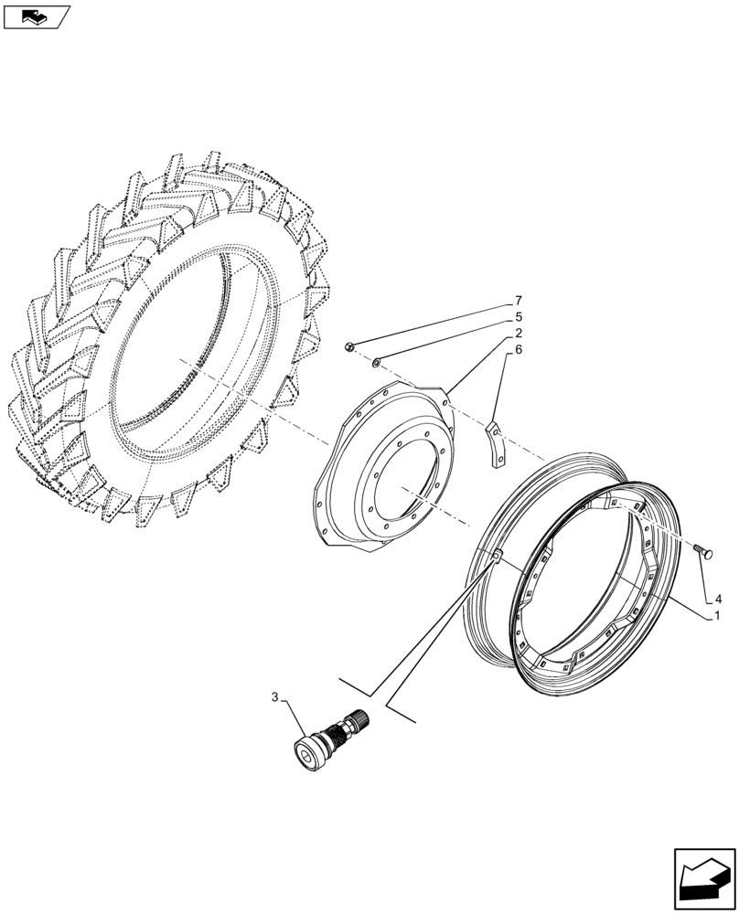 Схема запчастей Case IH FARMALL 105U - (44.511.AE[01]) - VAR - 8201801 - FRONT, WHEEL (W8X28) (44) - WHEELS