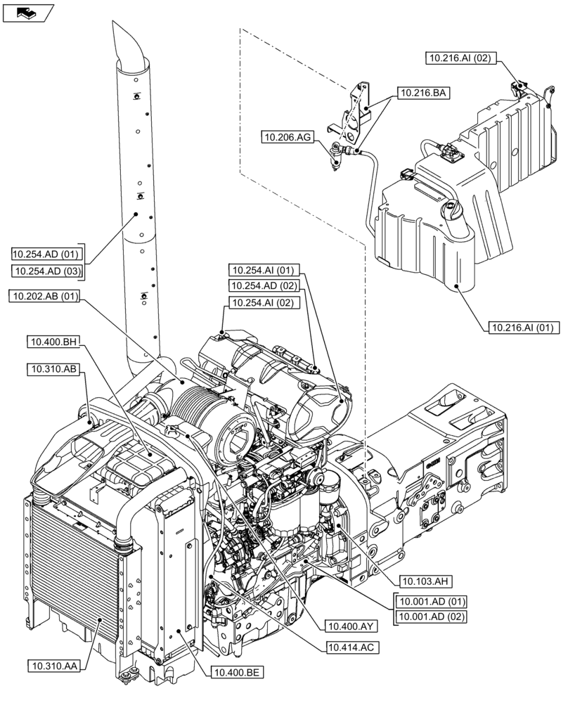 Схема запчастей Case IH FARMALL 105U - (10.000.00[01]) - SECTION INDEX - ENGINE (10) - ENGINE