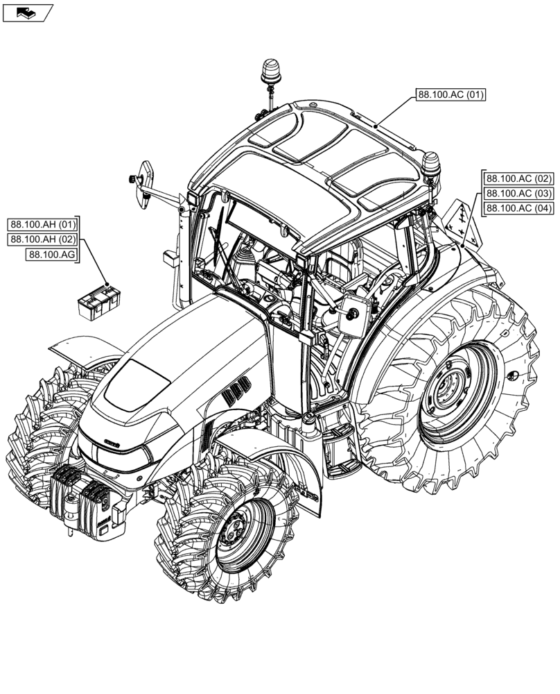 Схема запчастей Case IH FARMALL 105U - (88.000.00) - SECTION INDEX - ACCESSORIES (88) - ACCESSORIES