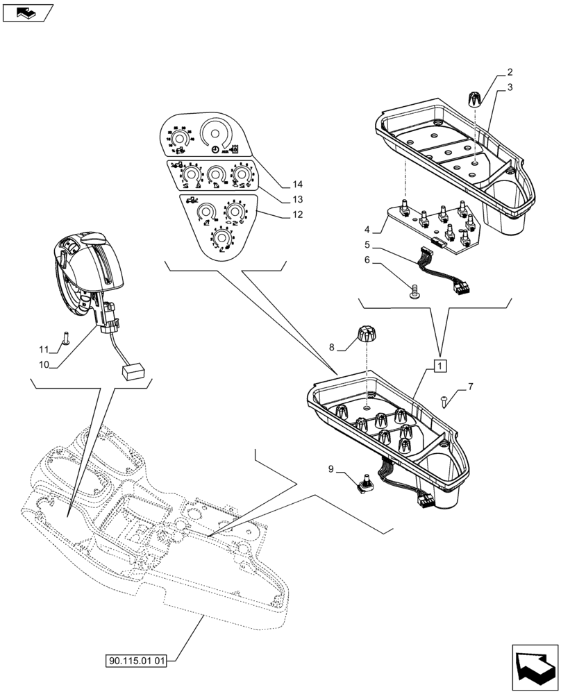 Схема запчастей Case IH PUMA 170 - (55.512.0703[01]) - ARMREST CONTROL UNIT - CONTROL (VAR. 743921, 728484) (55) - ELECTRICAL SYSTEMS