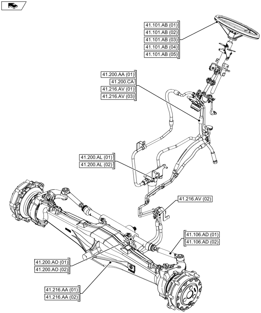 Схема запчастей Case IH FARMALL 105U - (41.000.00) - SECTION INDEX - STEERING (41) - STEERING