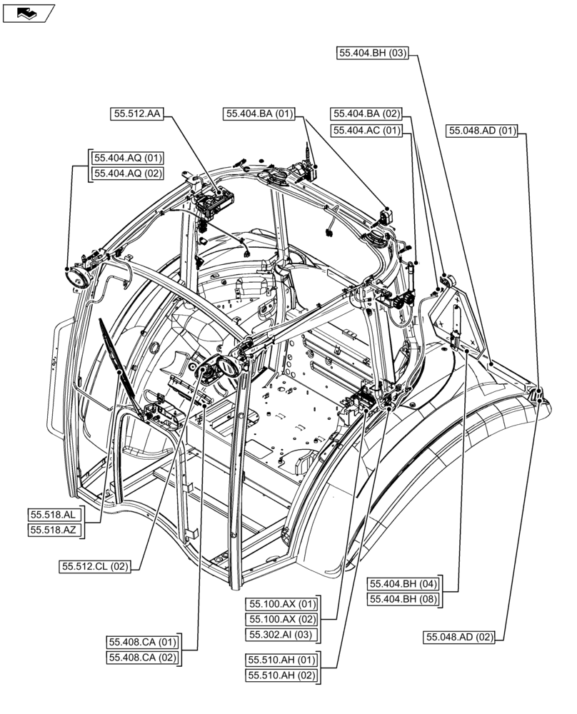 Схема запчастей Case IH FARMALL 105U - (55.000.00[03]) - SECTION INDEX - ELECTRICAL SYSTEMS (55) - ELECTRICAL SYSTEMS