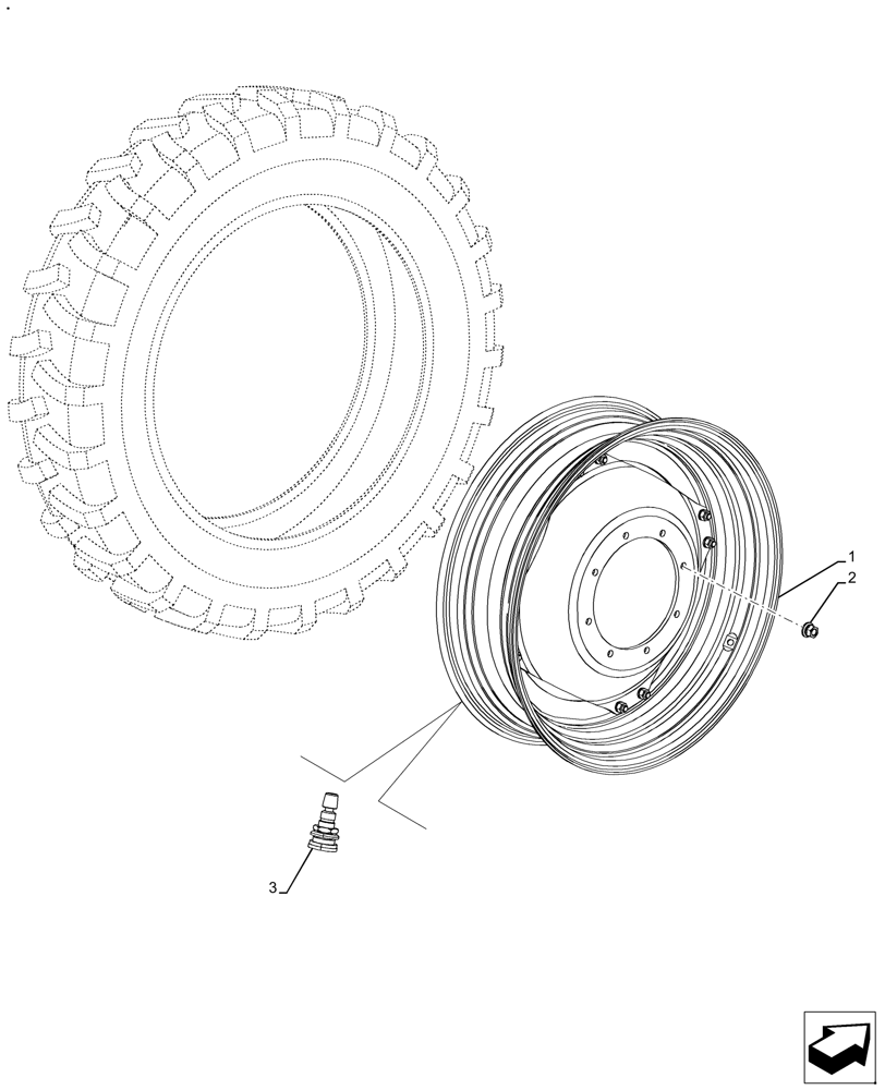 Схема запчастей Case IH FARMALL 130A - (44.511.AE[08]) - VAR - 824863 - FRONT, WHEEL (W10LX34) (44) - WHEELS