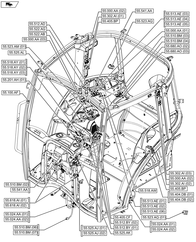 Схема запчастей Case IH FARMALL 105U - (55.000.00[04]) - SECTION INDEX - ELECTRICAL SYSTEMS (55) - ELECTRICAL SYSTEMS