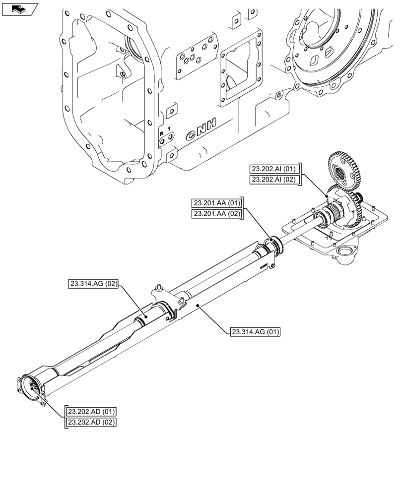 Схема запчастей Case IH FARMALL 105U - (23.000.00) - SECTION INDEX - FOUR WHEEL DRIVE SYSTEM (4WD) (23) - FOUR WHEEL DRIVE SYSTEM