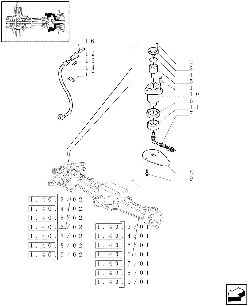 Схема запчастей Case IH MAXXUM 110 - (1.75.0/02) - FRONT AXLE WITH STEERING SENSOR - SENSOR AND RELATED PARTS (VAR.330408-330409-330414-330426-330427-330429-330430) (06) - ELECTRICAL SYSTEMS