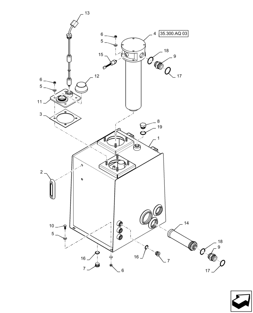 Схема запчастей Case IH TITAN 3040 - (35.300.AQ[01]) - HYDRAULIC OIL RESERVOIR (35) - HYDRAULIC SYSTEMS