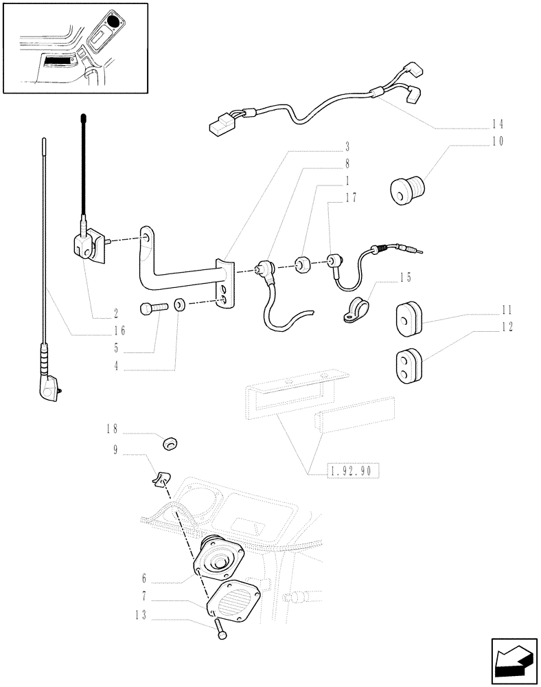 Схема запчастей Case IH JX1085C - (1.92.761) - (VAR.669-777) ANTENNA & LOUDSPEAKERS (10) - OPERATORS PLATFORM/CAB