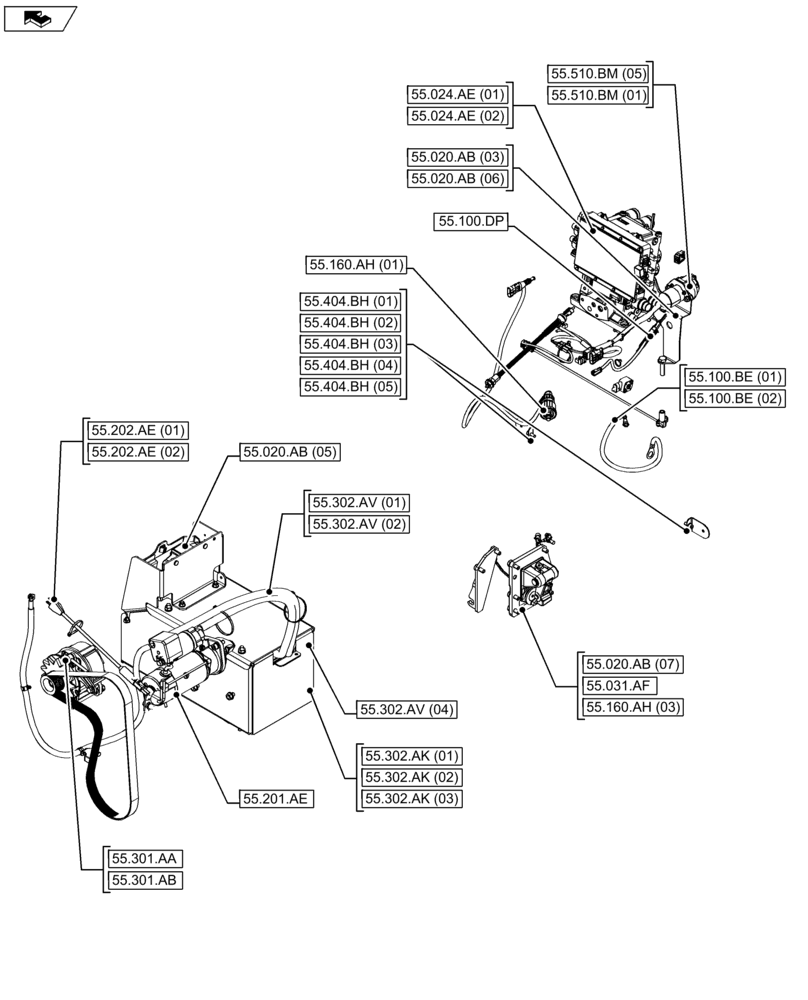 Схема запчастей Case IH FARMALL 105U - (55.000.00[02]) - SECTION INDEX - ELECTRICAL SYSTEMS (55) - ELECTRICAL SYSTEMS