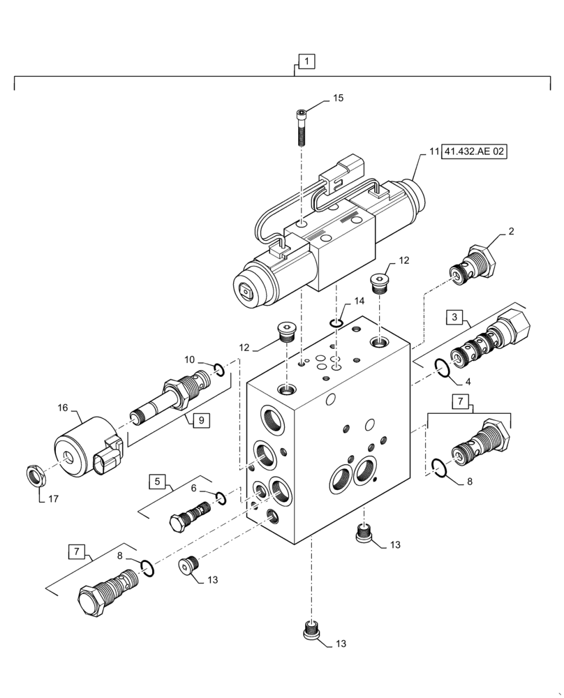 Схема запчастей Case IH TITAN 3040 - (41.432.AE[01]) - AUTOGUIDANCE VALVE (41) - STEERING
