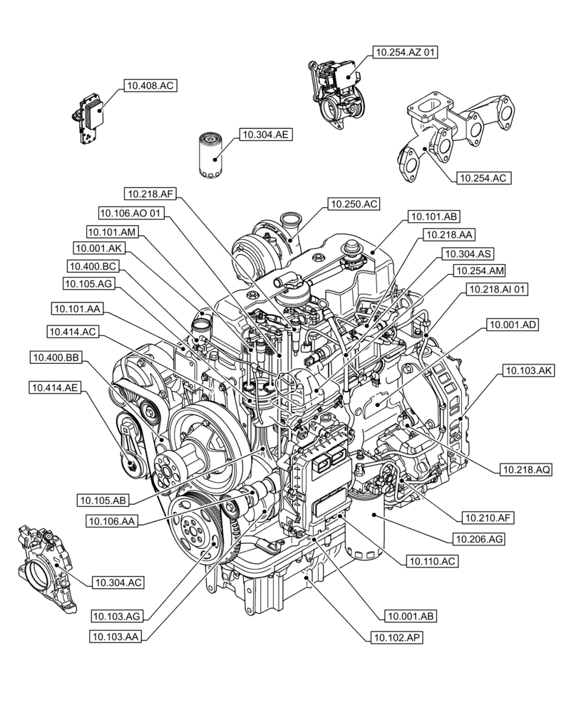 Схема запчастей Case IH F4DFE4133 B007 - (00.000.10) - PICTORIAL INDEX - ENGINE (00) - GENERAL & PICTORIAL INDEX