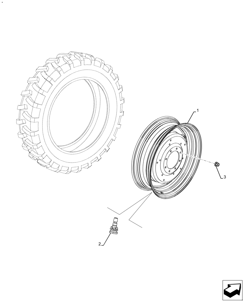 Схема запчастей Case IH FARMALL 130A - (44.511.AE[21]) - VAR - 824862 - FRONT, WHEEL (W8X34) (44) - WHEELS