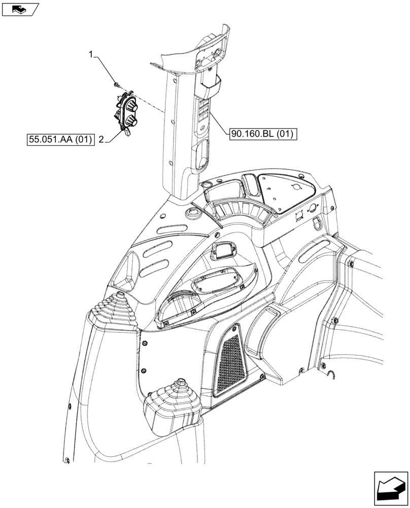 Схема запчастей Case IH FARMALL 115U - (55.051.AB[01]) - VAR - 744716 - AIR CONDITIONING, CONTROL DEVICE (55) - ELECTRICAL SYSTEMS