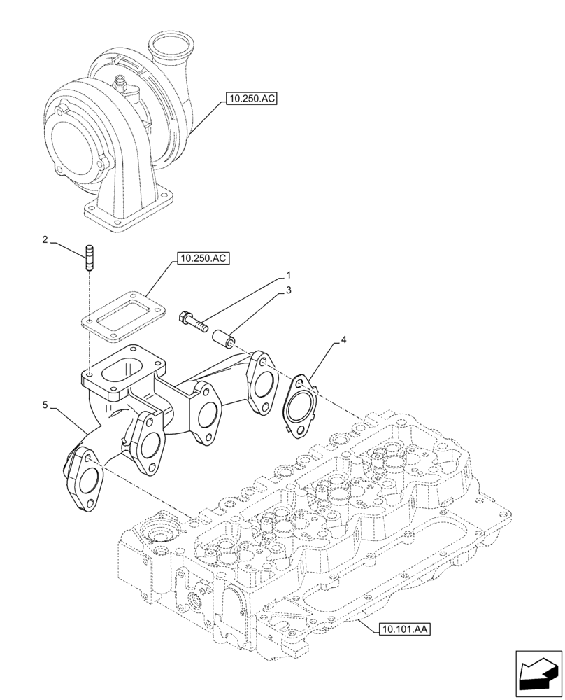 Схема запчастей Case IH F4DFE4134 B006 - (10.254.AC) - EXHAUST MANIFOLD (10) - ENGINE