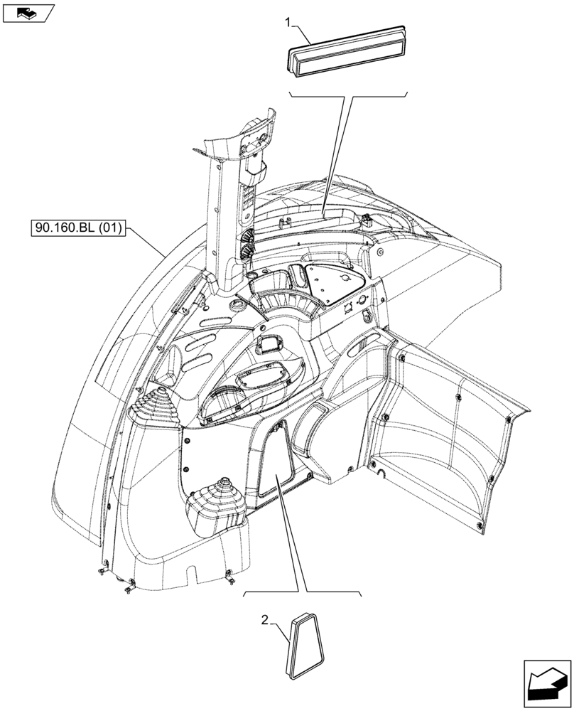 Схема запчастей Case IH FARMALL 115U - (50.104.AQ[01]) - VAR - 744716 - HEATER SYSTEM, AIR FILTER (50) - CAB CLIMATE CONTROL